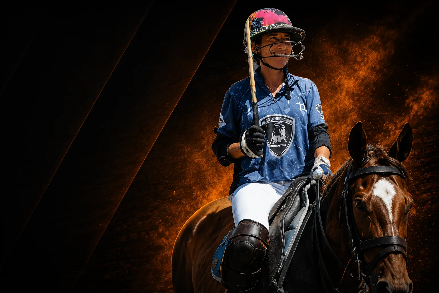 Jugadora del equipo de polo sponsoreado por Alar Lamborghini
